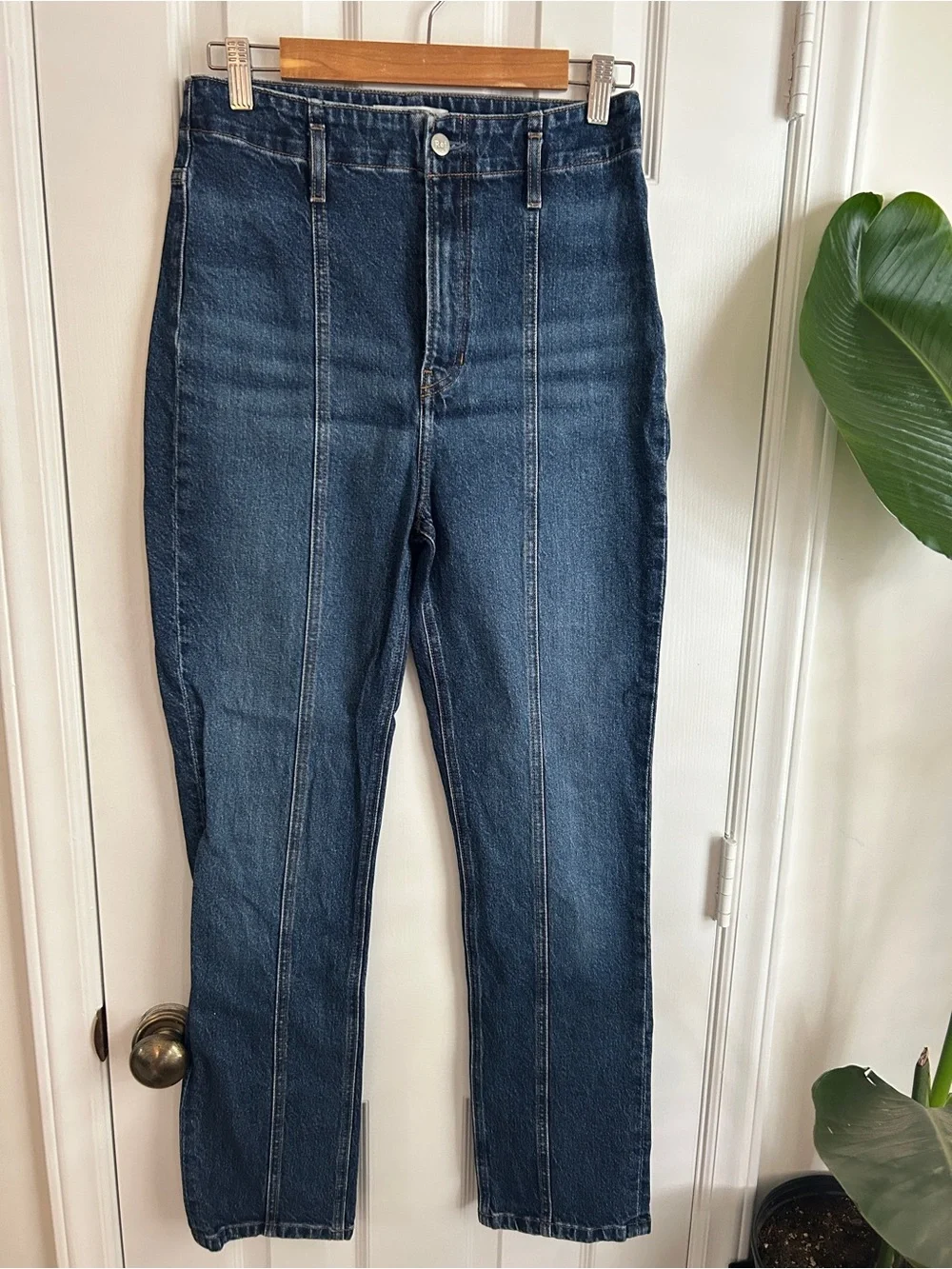 Reformation Mid-Rise Straight-Leg Jeans in Dark Blue - Picture 8 of 8